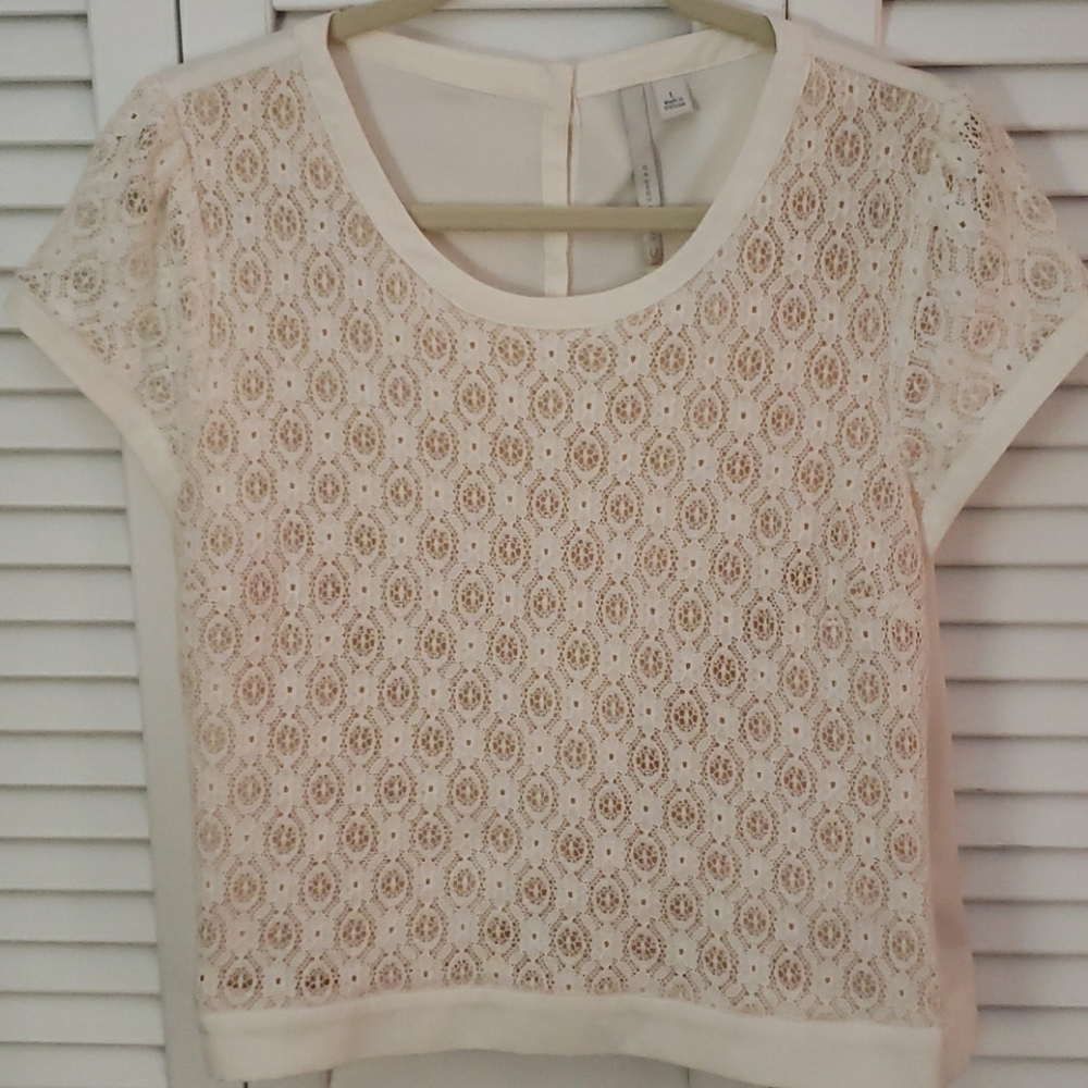 Satin and lace crop blouse